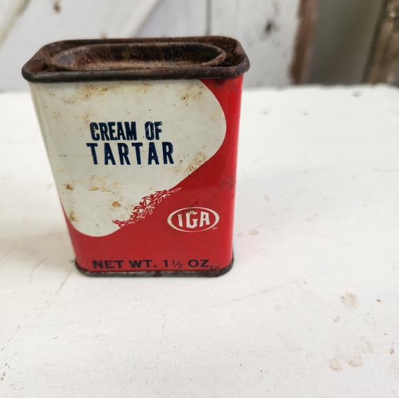 Vtg IGA Red & White Cream of Tarter Tin - Picture 6 of 7